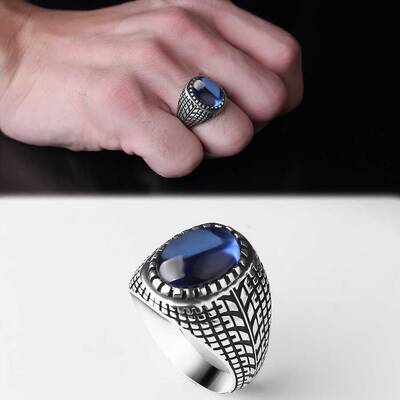 925 Sterling Silver Men's Ring With Zircon Stone - 1