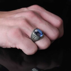 925 Sterling Silver Men's Ring With Zircon Stone - 3