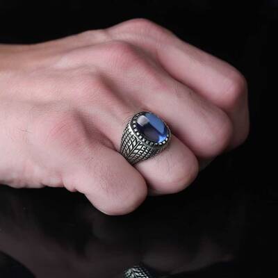 925 Sterling Silver Men's Ring With Zircon Stone - 3