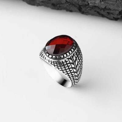 925 Sterling Silver Men's Ring With Zircon Stone - 2