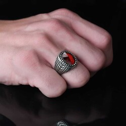 925 Sterling Silver Men's Ring With Zircon Stone - 3