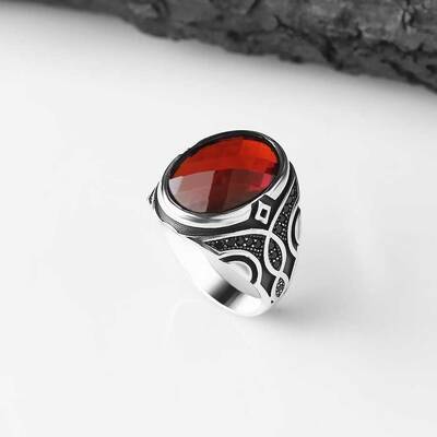 925 Sterling Silver Men's Ring With Zircon Stone - 1