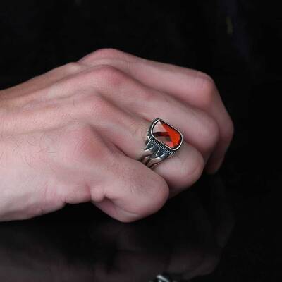925 Sterling Silver Men's Ring With Zircon Stone - 3
