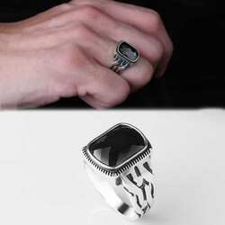 925 Sterling Silver Men's Ring With Zircon Stone - Luxury Jewelry