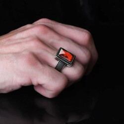 925 Sterling Silver Men's Ring With Zircon Stone - 3