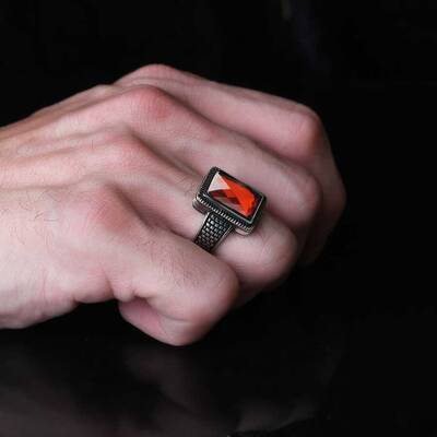 925 Sterling Silver Men's Ring With Zircon Stone - 3