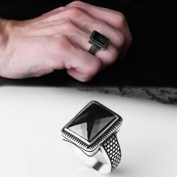 925 Sterling Silver Men's Ring With Zircon Stone - Luxury Jewelry