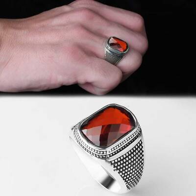 925 Sterling Silver Men's Ring With Zircon Stone - 1