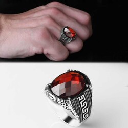 925 Sterling Silver Men's Ring With Zircon Stone - Luxury Jewelry
