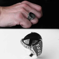 925 Sterling Silver Men's Ring With Zircon Stone - Luxury Jewelry