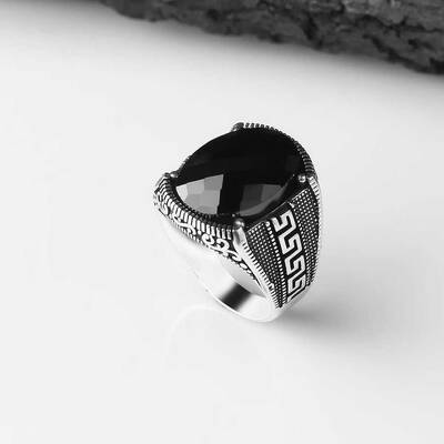 925 Sterling Silver Men's Ring With Zircon Stone - 2