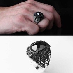 925 Sterling Silver Men's Ring With Zircon Stone - Luxury Jewelry