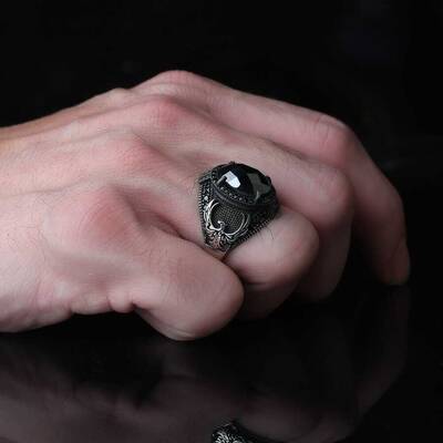 925 Sterling Silver Men's Ring With Zircon Stone - 3