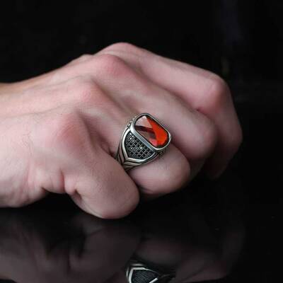 925 Sterling Silver Men's Ring With Zircon Stone - 3