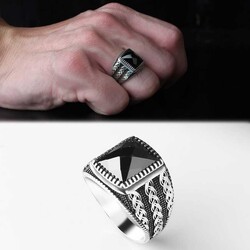 925 Sterling Silver Men's Ring With Zircon Stone - Luxury Jewelry