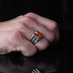 925 Sterling Silver Men's Ring With Zircon Stone - 3