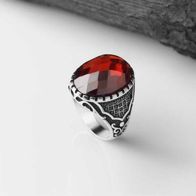 925 Sterling Silver Men's Ring With Zircon Stone - 2