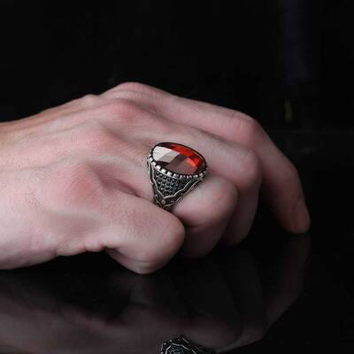925 Sterling Silver Men's Ring With Zircon Stone - 3
