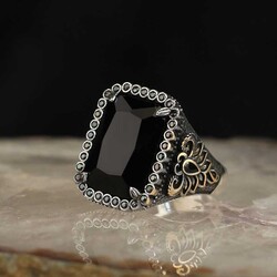 925 Sterling Silver Men's Ring With Zircon Stone - Luxury Jewelry