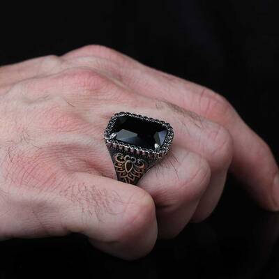 925 Sterling Silver Men's Ring With Zircon Stone - 3
