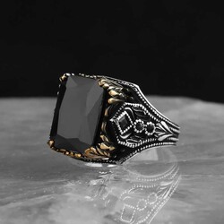 925 Sterling Silver Men's Ring With Zircon Stone - Luxury Jewelry
