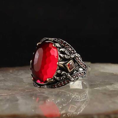 925 Sterling Silver Men's Ring With Zircon Stone - 2