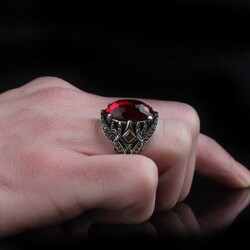 925 Sterling Silver Men's Ring With Zircon Stone - 3