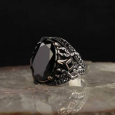 925 Sterling Silver Men's Ring With Zircon Stone - 2