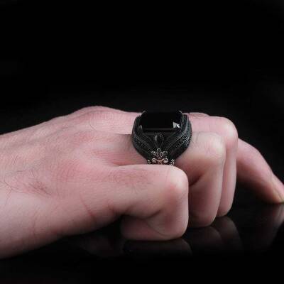 925 Sterling Silver Men's Ring With Zircon Stone - 3