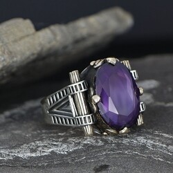 925 Sterling Silver Men's Ring With Zircon Stone - Luxury Jewelry