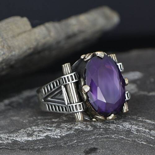 925 Sterling Silver Men's Ring With Zircon Stone - 1