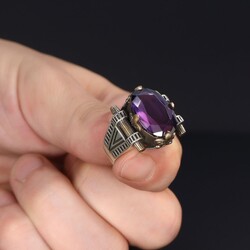 925 Sterling Silver Men's Ring With Zircon Stone - 3