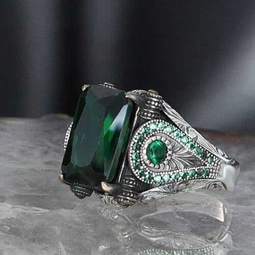 925 Sterling Silver Men's Ring With Zircon Stone - 3