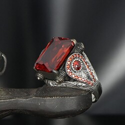 925 Sterling Silver Men's Ring With Zircon Stone - Luxury Jewelry