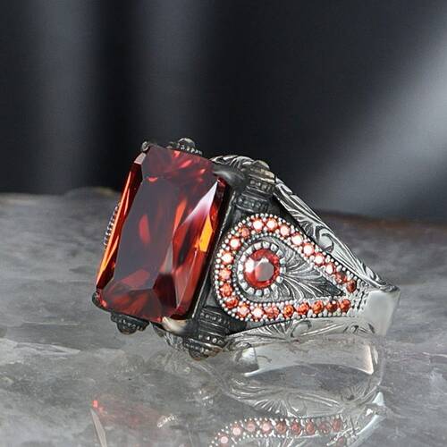 925 Sterling Silver Men's Ring With Zircon Stone - 3