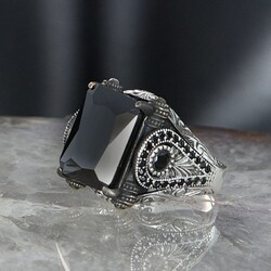 925 Sterling Silver Men's Ring With Zircon Stone - Luxury Jewelry