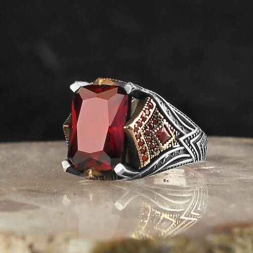 925 Sterling Silver Men's Ring With Zircon Stone - 1