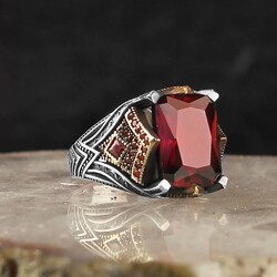925 Sterling Silver Men's Ring With Zircon Stone - 2