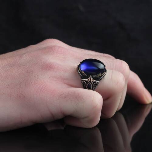 925 Sterling Silver Men's Ring With Zircon Stone - 3