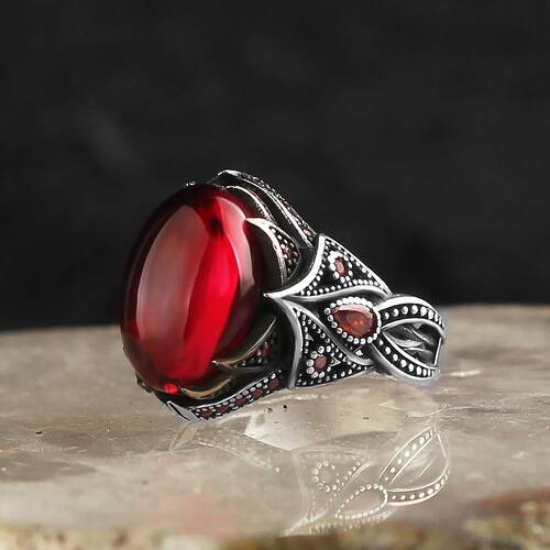 925 Sterling Silver Men's Ring With Zircon Stone - 1