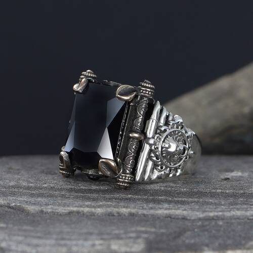 925 Sterling Silver Men's Ring With Zircon Stone - 2