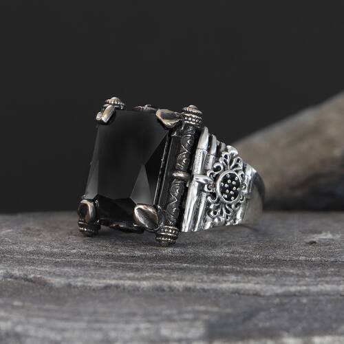 925 Sterling Silver Men's Ring With Zircon Stone - 2