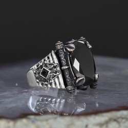925 Sterling Silver Men's Ring With Zircon Stone - Luxury Jewelry