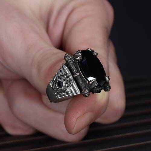 925 Sterling Silver Men's Ring With Zircon Stone - 3