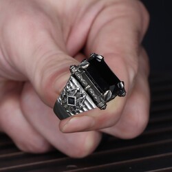 925 Sterling Silver Men's Ring With Zircon Stone - 3