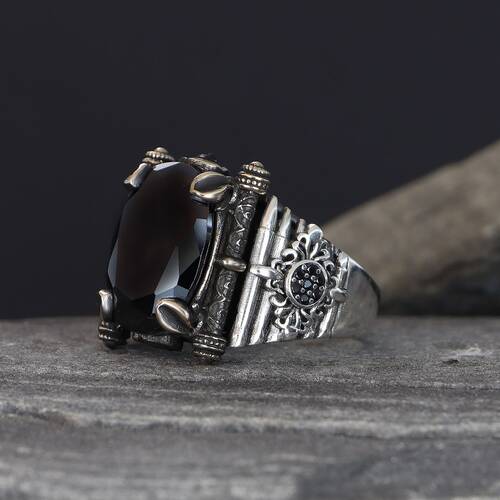 925 Sterling Silver Men's Ring With Zircon Stone - 2