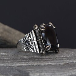 925 Sterling Silver Men's Ring With Zircon Stone - 3