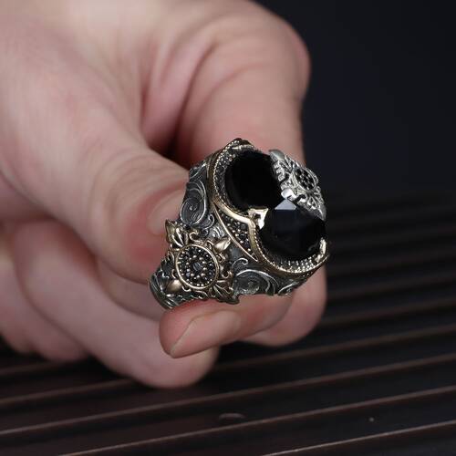 925 Sterling Silver Men's Ring With Zircon Stone - 3