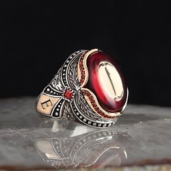 925 Sterling Silver Ring With Letter Elif And Amber Stone - Luxury Jewelry