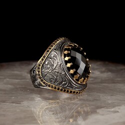 925 Sterling Silver Ring With Rhodium Plated Pencil Work - Luxury Jewelry